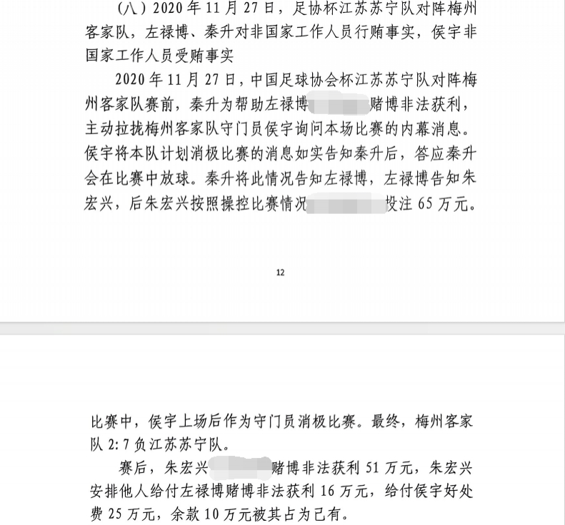 網(wǎng)傳判決書：足協(xié)杯梅州2-7江蘇，梅州門將侯宇收25萬消極比賽